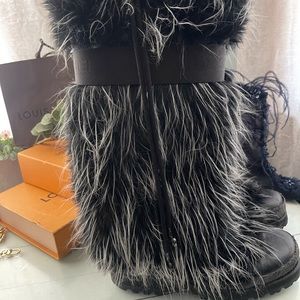 Authentic Chanel Faux Fur Boots size 38 SOLD